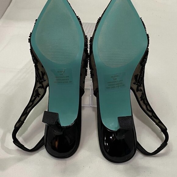 Betsey Johnson SB-Nikki Black Mesh Beaded Slingback Heels Size 6M - Picture 2 of 15